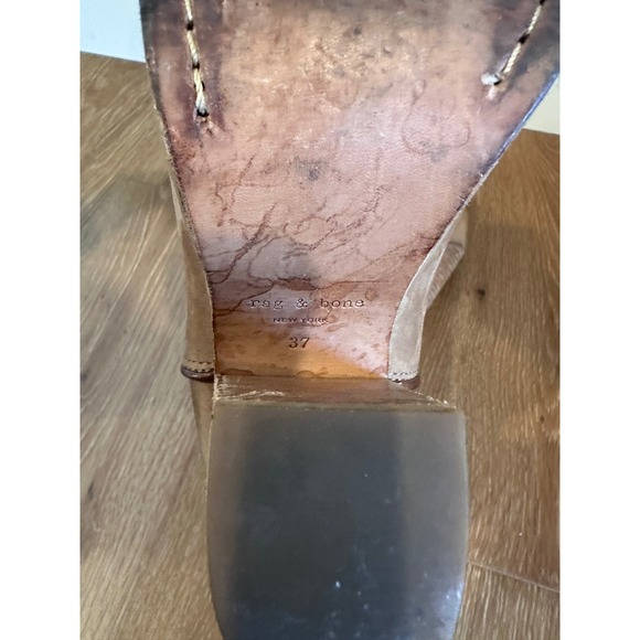 RAG & BONE Tan Suede Leather Buckle Ankle Boots Block Heel Women's Size 7 - Picture 9 of 10